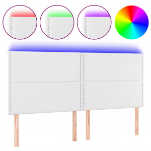 Cabecero con luces LED cuero sintético blanco 200x5x118/128 cm H