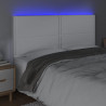 Cabecero con luces LED cuero sintético blanco 200x5x118/128 cm 3