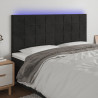 Cabecero con luces LED terciopelo negro 160x5x118/128 cm 1