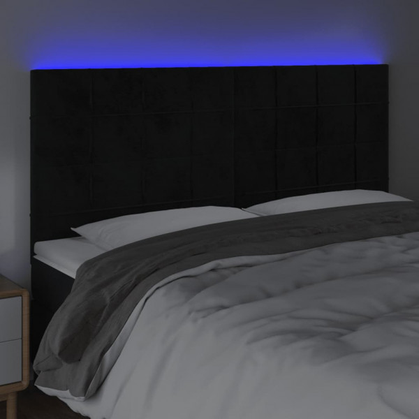 Cabecero con luces LED terciopelo negro 160x5x118/128 cm M 3