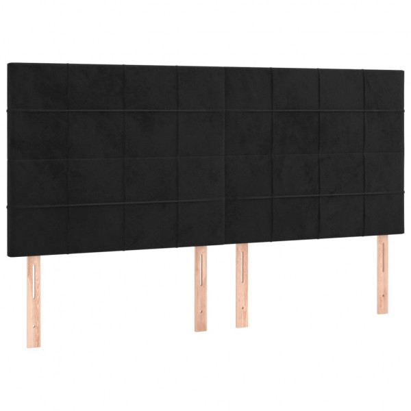 Cabecero con luces LED terciopelo negro 160x5x118/128 cm M 4