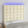 Cabecero con luces LED cuero sintético crema 100x5x118/128 cm 1