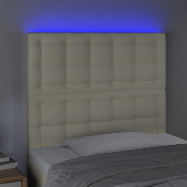Cabecero con luces LED cuero sintético crema 100x5x118/128 cm M 3