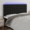 Cabecero con luces LED cuero sintético negro 200x5x118/128 cm 1