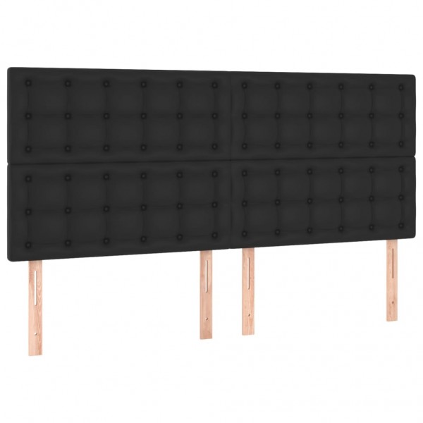 Cabeceira de cama c/ LED couro artificial 200x5x118/128cm preto M 4