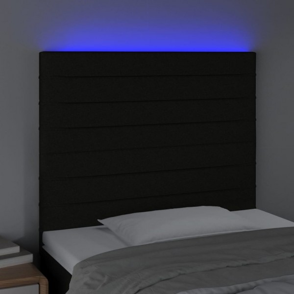 Cabecero con luces LED tela negro 80x5x118/128 cm M 3