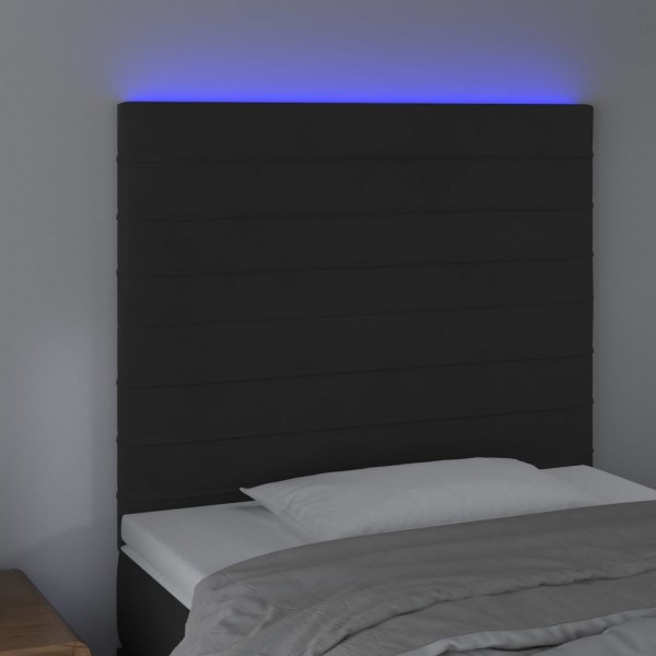 Cabeceira cama c/ LED veludo 80x5x118/128 cm preto M 3