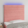 Cabeceira de cama c/ luzes LED veludo 80x5x118/128 cm rosa 1