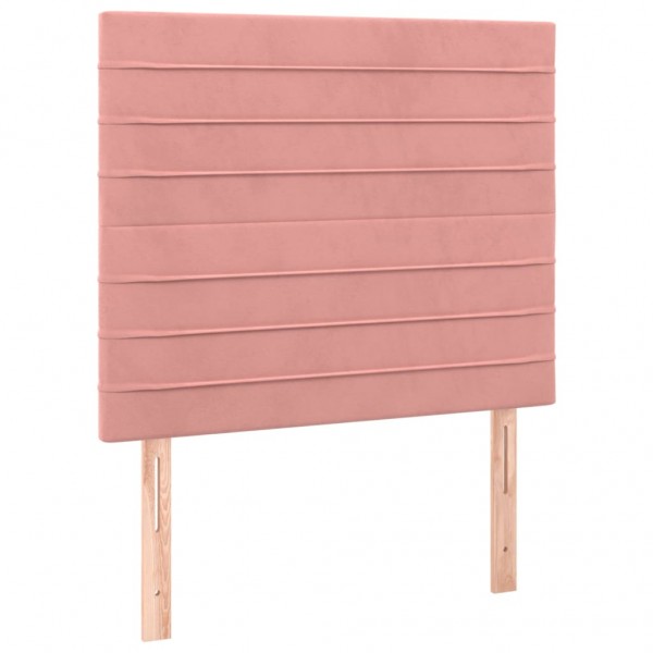 Cabecero con luces LED terciopelo rosa 80x5x118/128 cm M 4
