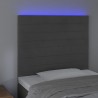 Cabeceira de cama c/ LED veludo 100x5x118/128 cm cinza-escuro 3