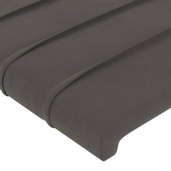 Cabeceira de cama c/ LED veludo 100x5x118/128 cm cinza-escuro M 5
