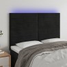 Cabeceira cama c/ LED veludo 144x5x118/128 cm preto 1