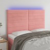 Cabeceira de cama c/ luzes LED veludo 144x5x118/128 cm rosa 1