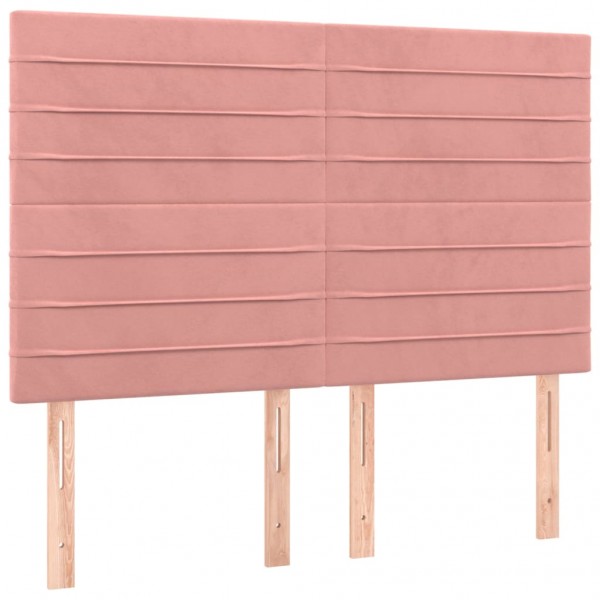 Cabecero con luces LED terciopelo rosa 144x5x118/128 cm M 4