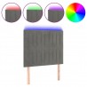 Cabecero con luces LED terciopelo gris claro 90x5x118/128 cm 2