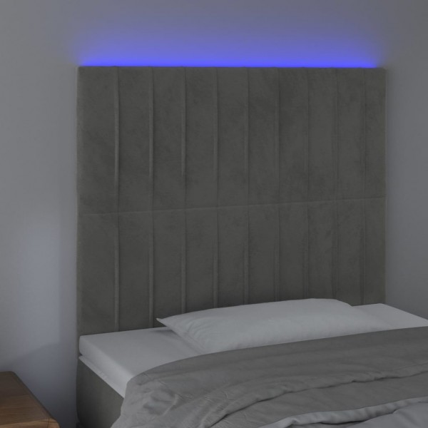 Cabecero con luces LED terciopelo gris claro 90x5x118/128 cm M 3