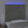 Cabecero con luces LED terciopelo gris claro 90x5x118/128 cm 3