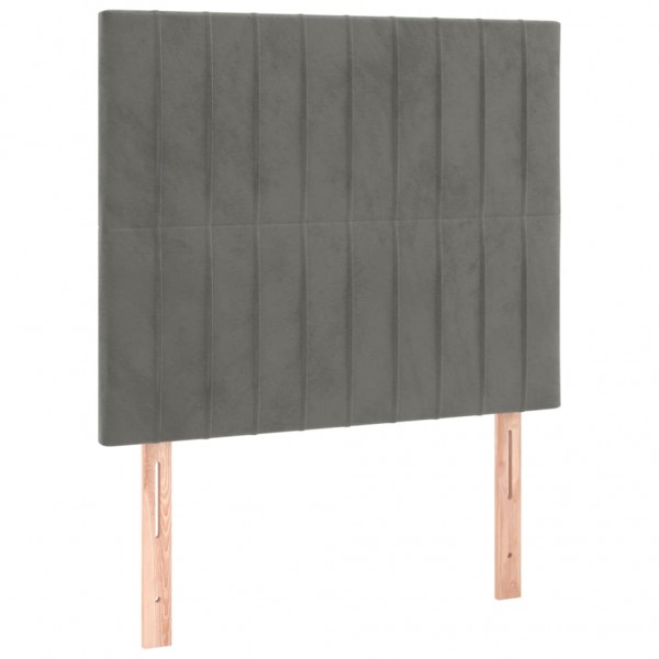 Cabeceira cama c/ luzes LED veludo 90x5x118/128cm cinza-claro M 4