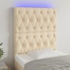 Cabecero con luces LED tela crema 80x7x118/128 cm 1