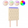 Cabecero con luces LED tela crema 80x7x118/128 cm 2