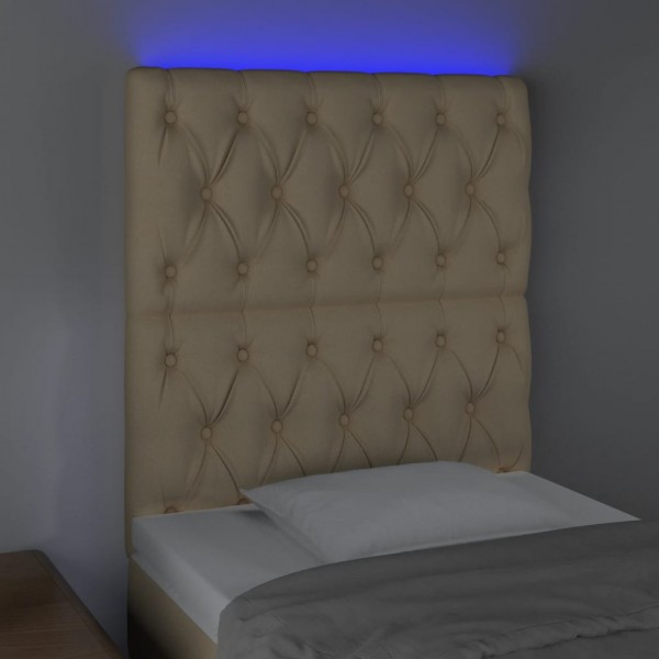 Cabecero con luces LED tela crema 80x7x118/128 cm M 3