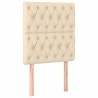 Cabeceira de cama c/ luzes LED tecido 80x7x118/128cm cor creme 4
