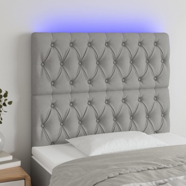 Cabecero con luces LED tela gris claro 100x7x118/128 cm D