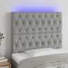Cabeceira cama c/ luzes LED tecido 100x7x118/128cm cinza-claro 1