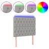 Cabeceira cama c/ luzes LED tecido 100x7x118/128cm cinza-claro 2