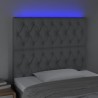 Cabecero con luces LED tela gris claro 100x7x118/128 cm 3