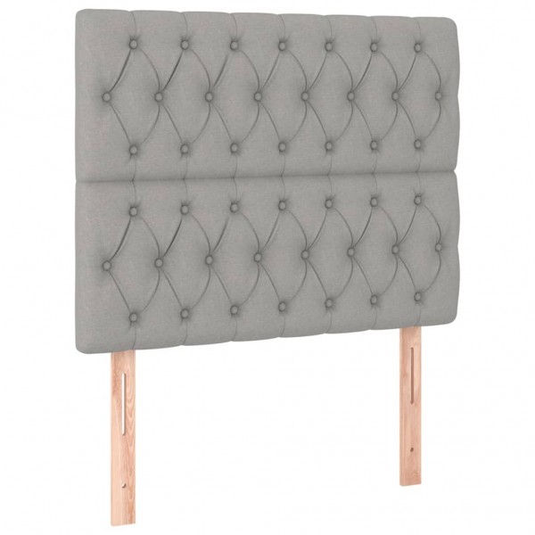 Cabeceira cama c/ luzes LED tecido 100x7x118/128cm cinza-claro M 4