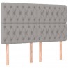 Cabeceira cama c/ luzes LED tecido 100x7x118/128cm cinza-claro 4
