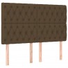 Cabeceira de cama c/ luzes LED tecido 144x7x118/128cm castanho 4