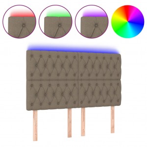 Cabecero con luces LED tela gris taupe 144x7x118/128 cm H