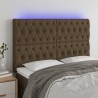 Cabeceira de cama c/ luzes LED tecido 160x7x118/128cm castanho 1