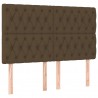 Cabeceira de cama c/ luzes LED tecido 160x7x118/128cm castanho 4
