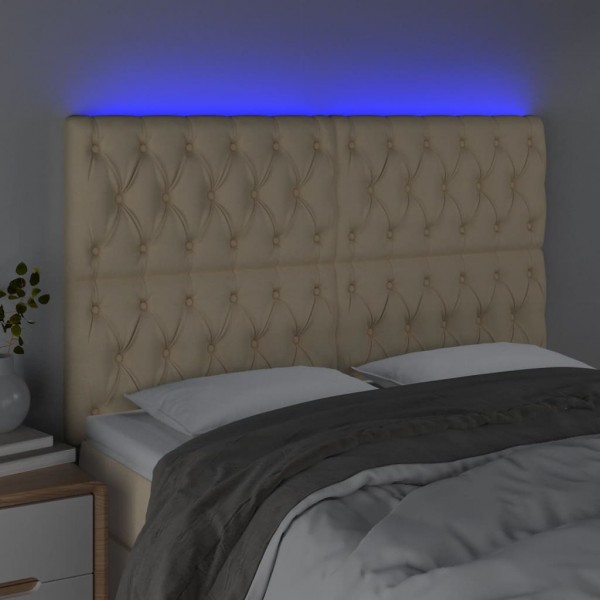 Cabecero con luces LED tela crema 160x7x118/128 cm M 3