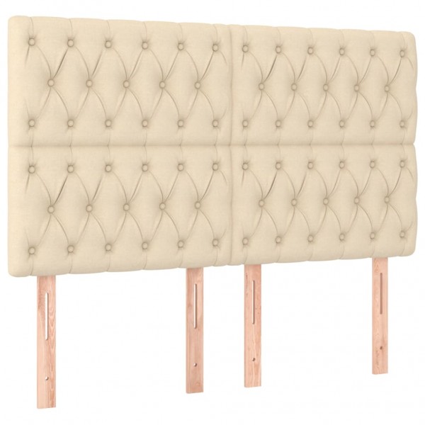 Cabeceira cama c/ luzes LED tecido 160x7x118/128 cm cor creme M 4