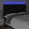 Cabecero con luces LED tela negro 180x7x118/128 cm 3