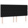 Cabecero con luces LED tela negro 180x7x118/128 cm 4