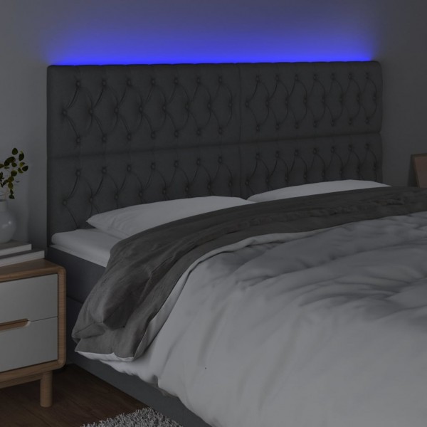 Cabecero con luces LED tela gris oscuro 200x7x118/128 cm M 3