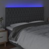 Cabecero con luces LED tela gris oscuro 200x7x118/128 cm 3