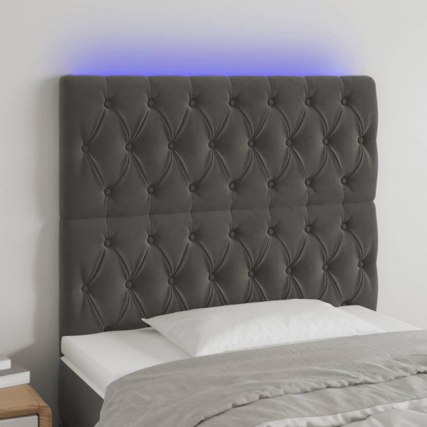 Cabecero con luces LED terciopelo gris oscuro 100x7x118/128 cm D