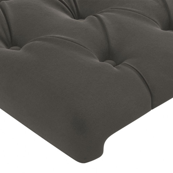 Cabeceira de cama c/ LED veludo 100x7x118/128 cm cinza-escuro M 5