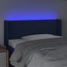 Cabeceira de cama c/ luzes LED tecido 83x16x78/88 cm azul 4