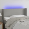 Cabeceira de cama c/ luzes LED tecido 93x16x78/88cm cinza-claro 1