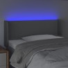 Cabeceira de cama c/ luzes LED tecido 93x16x78/88cm cinza-claro 4