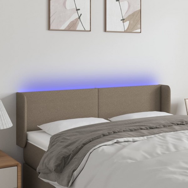Cabecero con LED de tela gris taupe 147x16x78/88 cm D