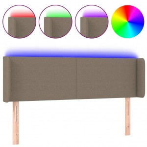 Cabecero con LED de tela gris taupe 147x16x78/88 cm H