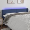 Cabeceira de cama c/ luzes LED tecido 163x16x78/88 cm azul 1
